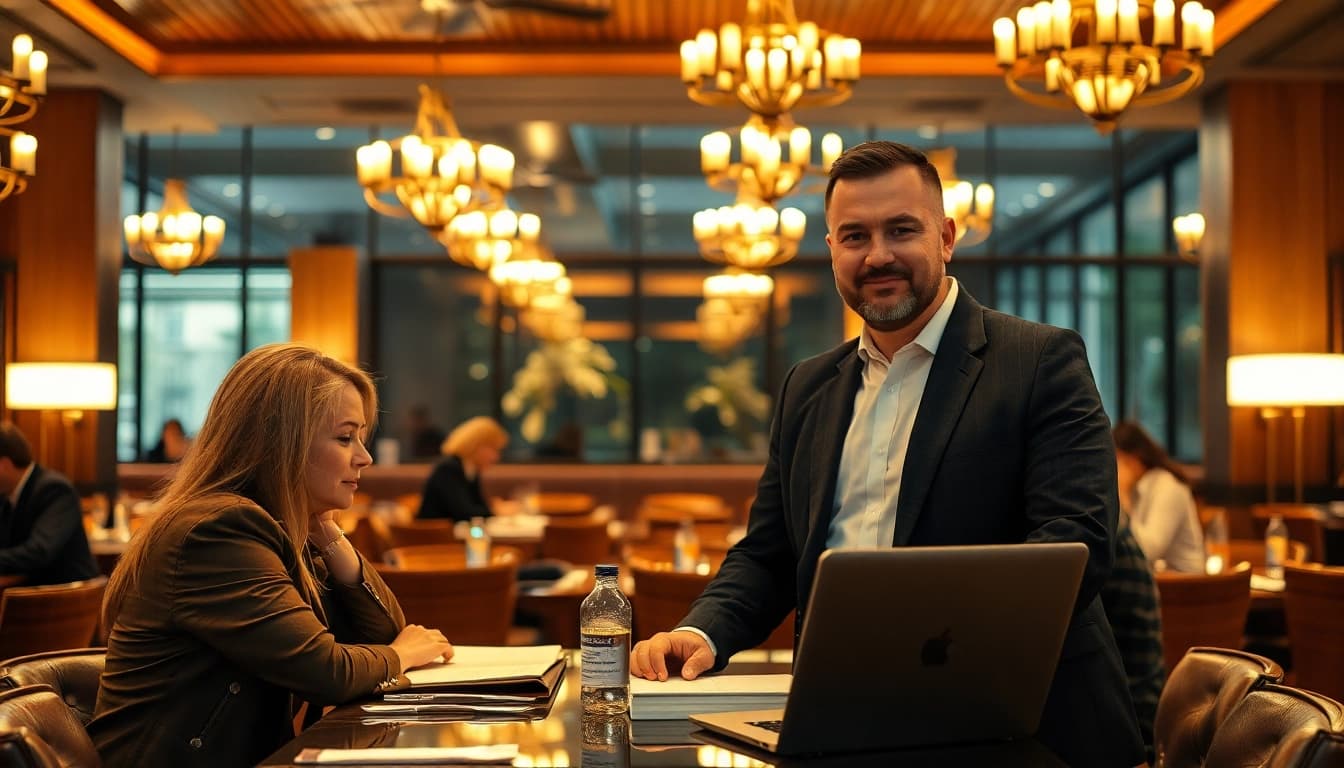 Headhunter Gastronomie präsentiert direkt im eleganten Restaurant mit warmen Licht