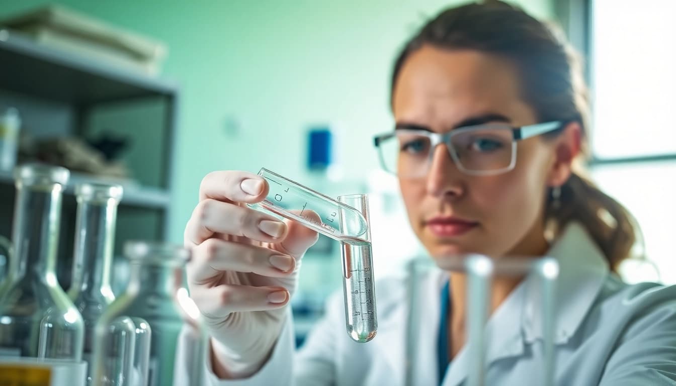 Die Analyse von Lipase in einem Testlabor von einem Wissenschaftler.