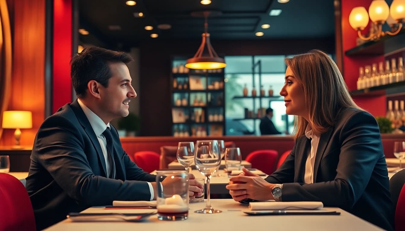 Headhunter Gastronomie berät in einem eleganten Restaurant-Setting.