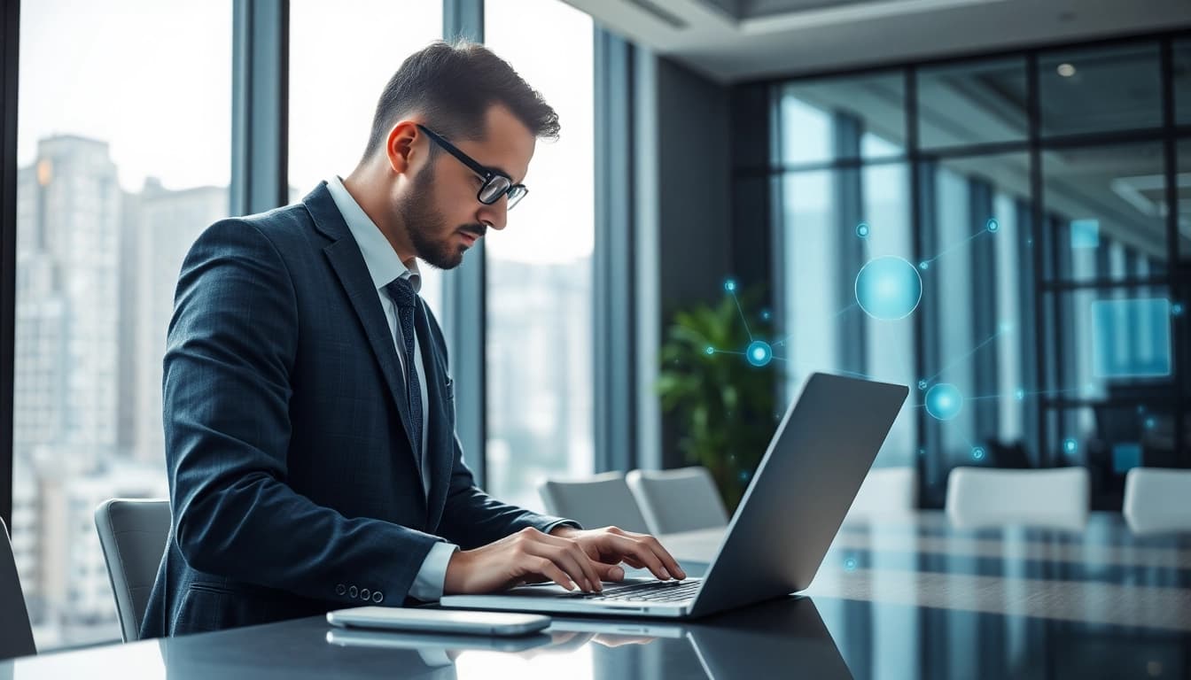 Headhunter IT analysiert Talente in einem modernen Büro mit digitaler Technologie.