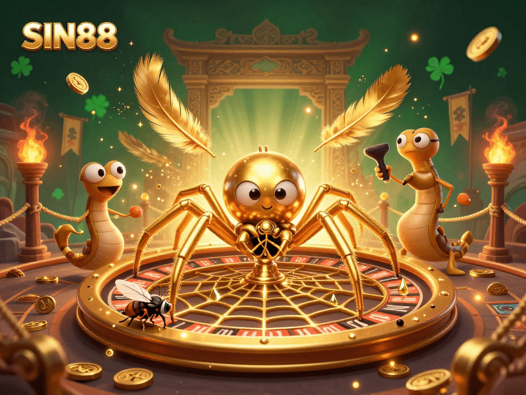 Place bets with SIN88 at the roulette wheel in a vibrant 3D casino scene.