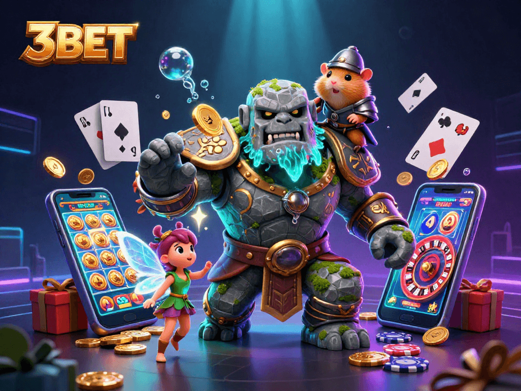 Experience thrilling gameplay with 3BET as characters engage in an exciting online casino adventure.