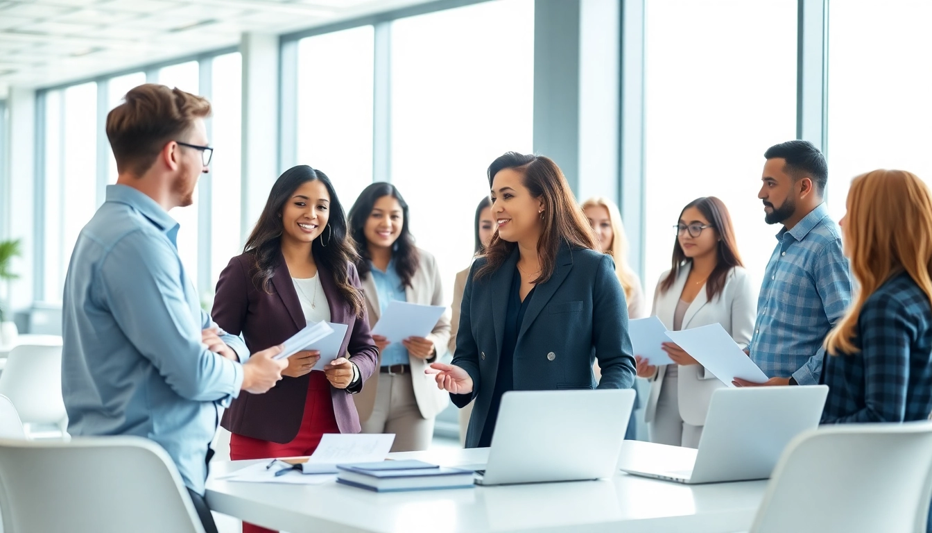 Headhunter Schweiz im modernen Büro, engagiert mit Bewerbern.