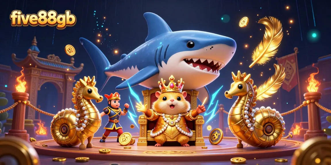 Engage in thrilling gameplay with five88gb's vibrant gaming kingdom featuring a golden hamster king.