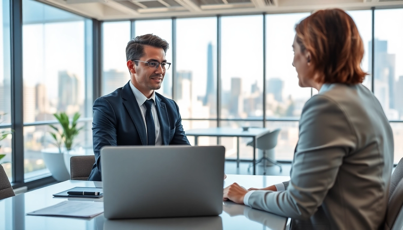 Headhunter Schweiz im Gespräch mit einem Klienten in einem modernen Büro.