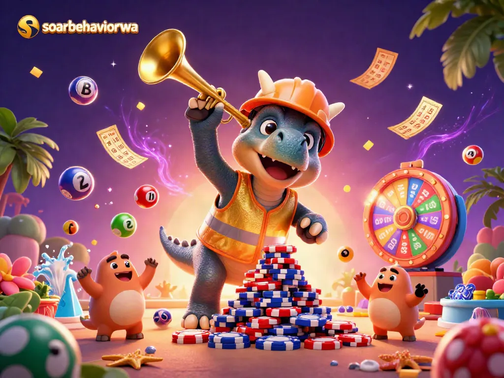 Engage with soarbehaviorwa's thrilling casino scene featuring vibrant balloons, cheerful characters, and lively gambling elements.