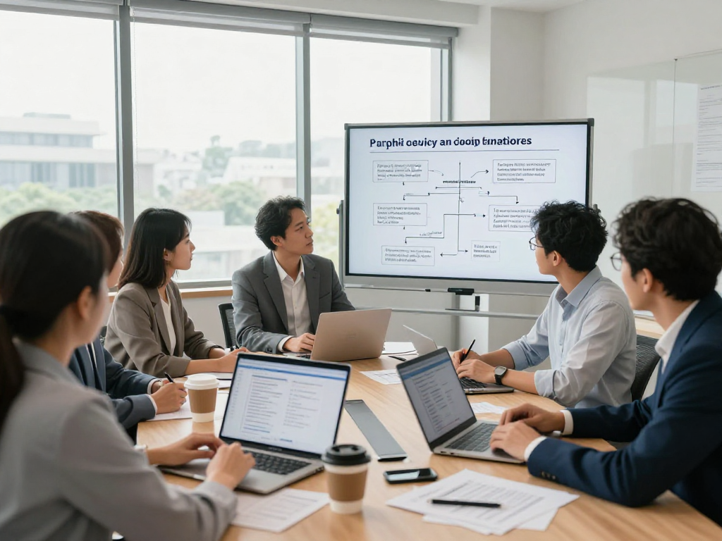 Engaged professionals discussing Wirtschaft und Verwaltung Wohnungsbaugenossenschaften in a modern meeting space, emphasizing compliance and strategies.