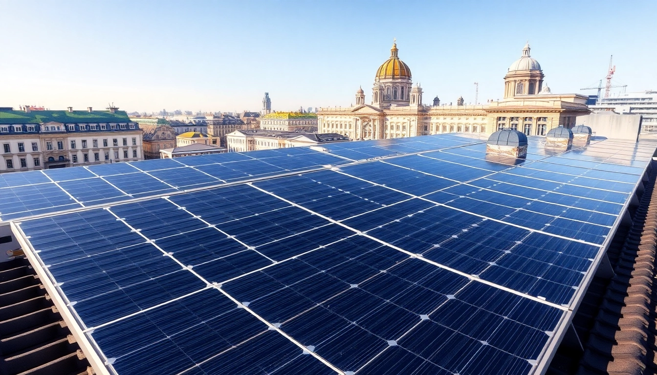 Installieren von PV-Anlagen Wien auf modernen Dächern, die nachhaltige Energie repräsentieren.