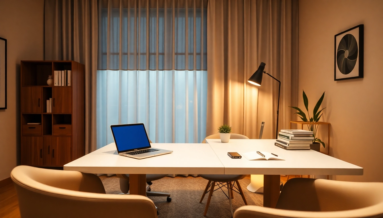 Pflegedienst gründen: Ein einladender Büroraum mit Schreibtisch und Pflegelektüre für Neugründer.