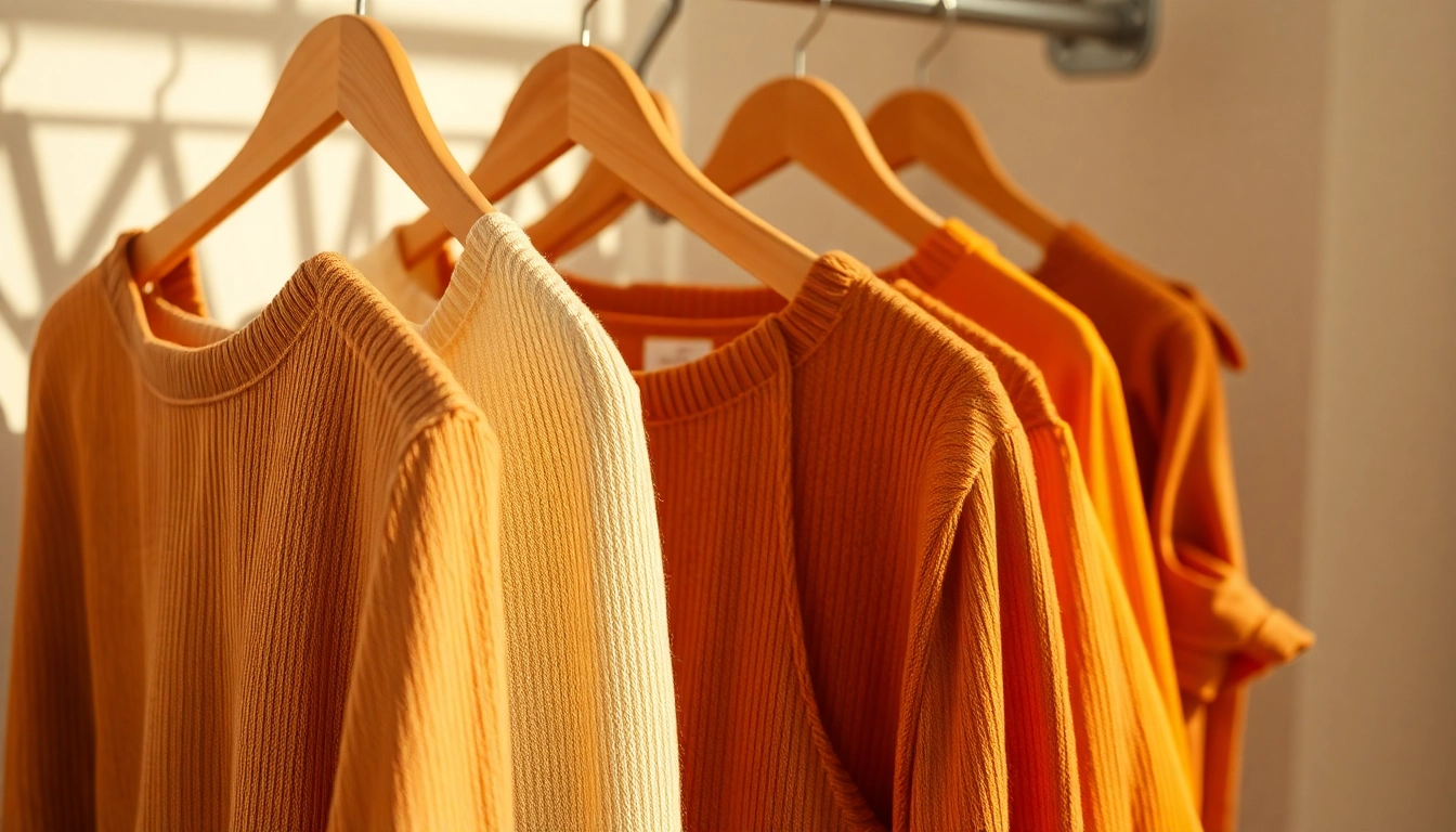 Nachhaltige kleiderbügel aus recyceltem Material präsentieren sich stilvoll in sanften Erdtönen.