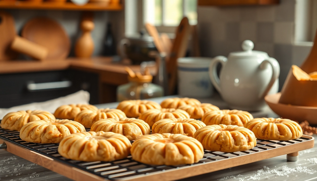 Enjoy delicious canabis kekse cooling on a rack, showcasing their golden-brown texture and home-baked charm.