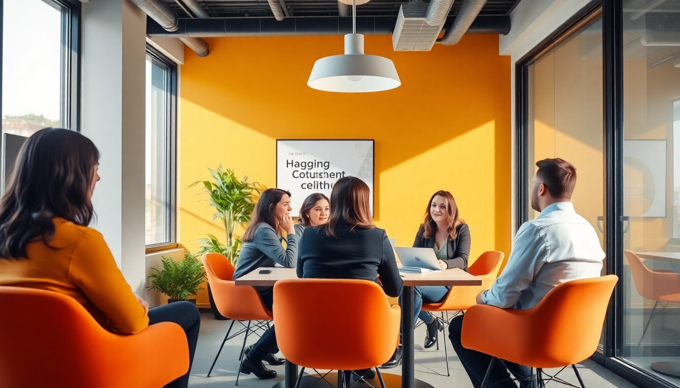 Dynamic team meeting in a Hannover consulting office, showcasing Unternehmensberatung Hannover's collaborative approach.