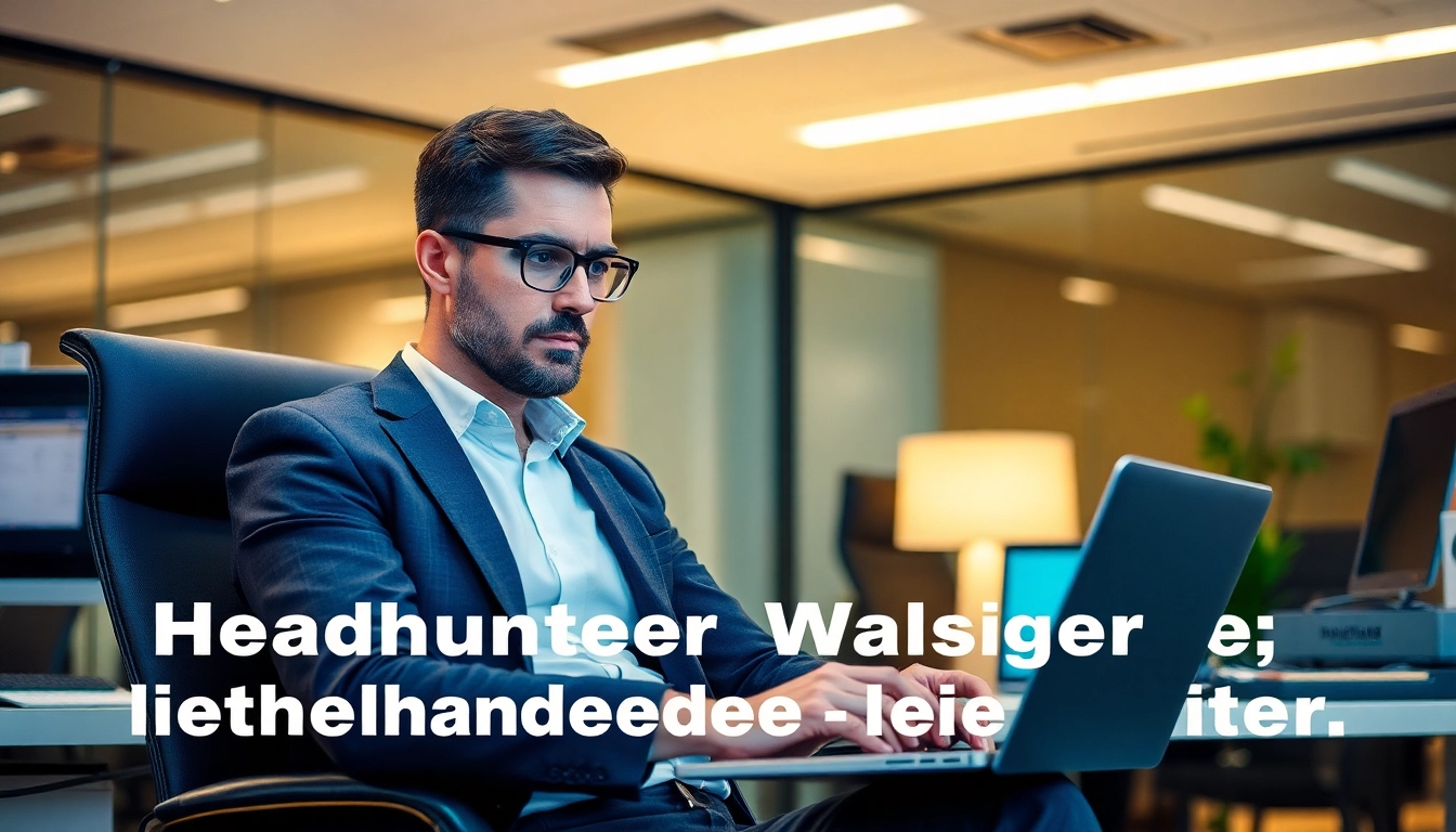 Headhunter Wolfsburg bei der Arbeit in einem modernen Büro, fokussiert und professionell.