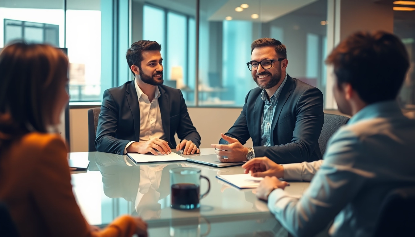 Headhunter IT interviewt einen IT-Kandidaten in einem modernen Büro.
