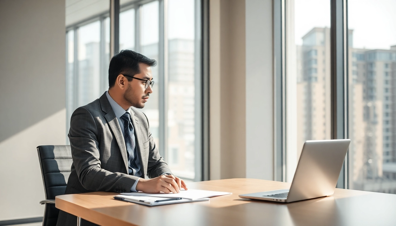 Professioneller Headhunter Baubranche berät Bauprofi in modernem Büro.