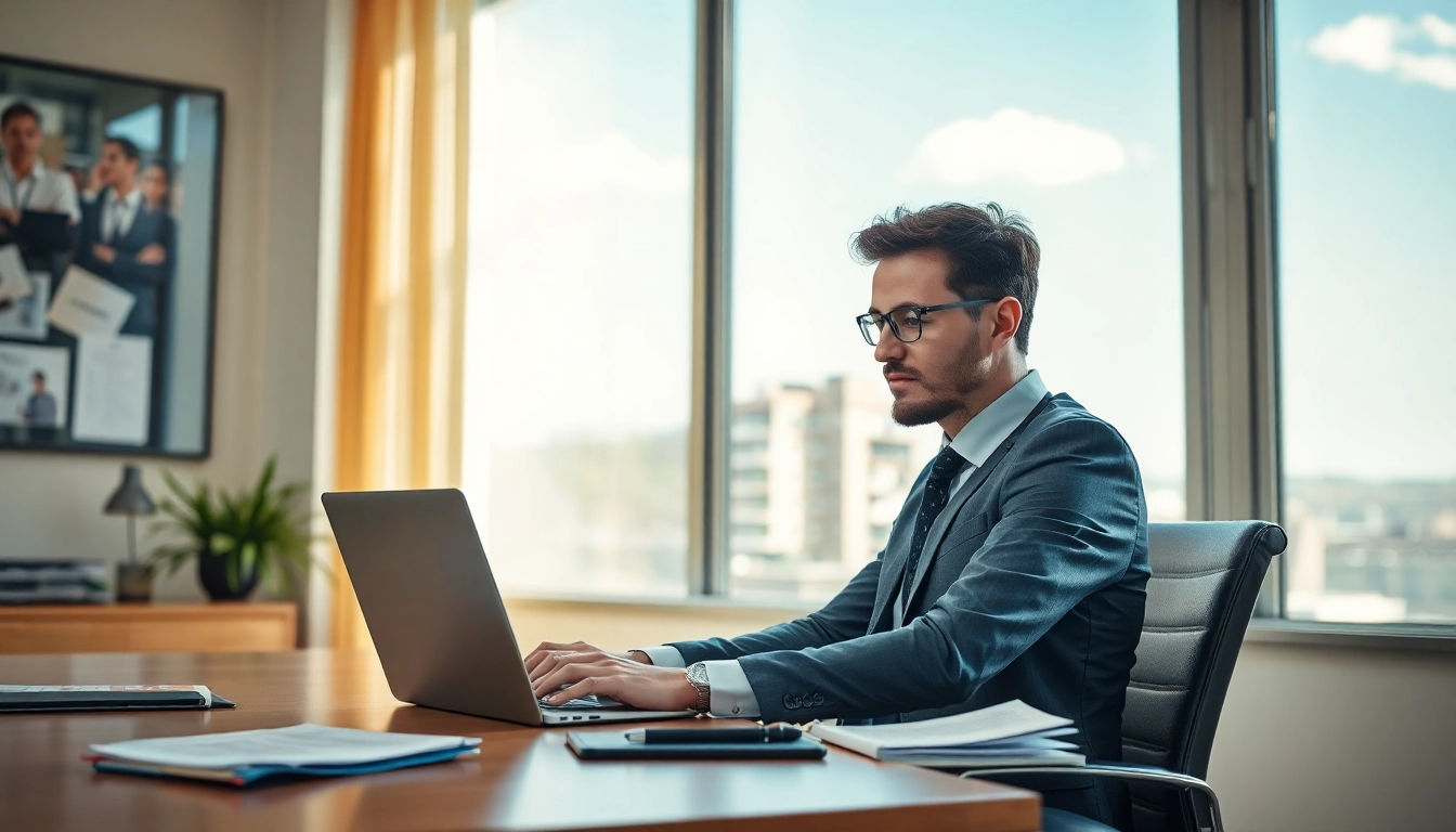 Headhunter bei der Arbeit in einem modernen Büro, professionell und konzentriert.