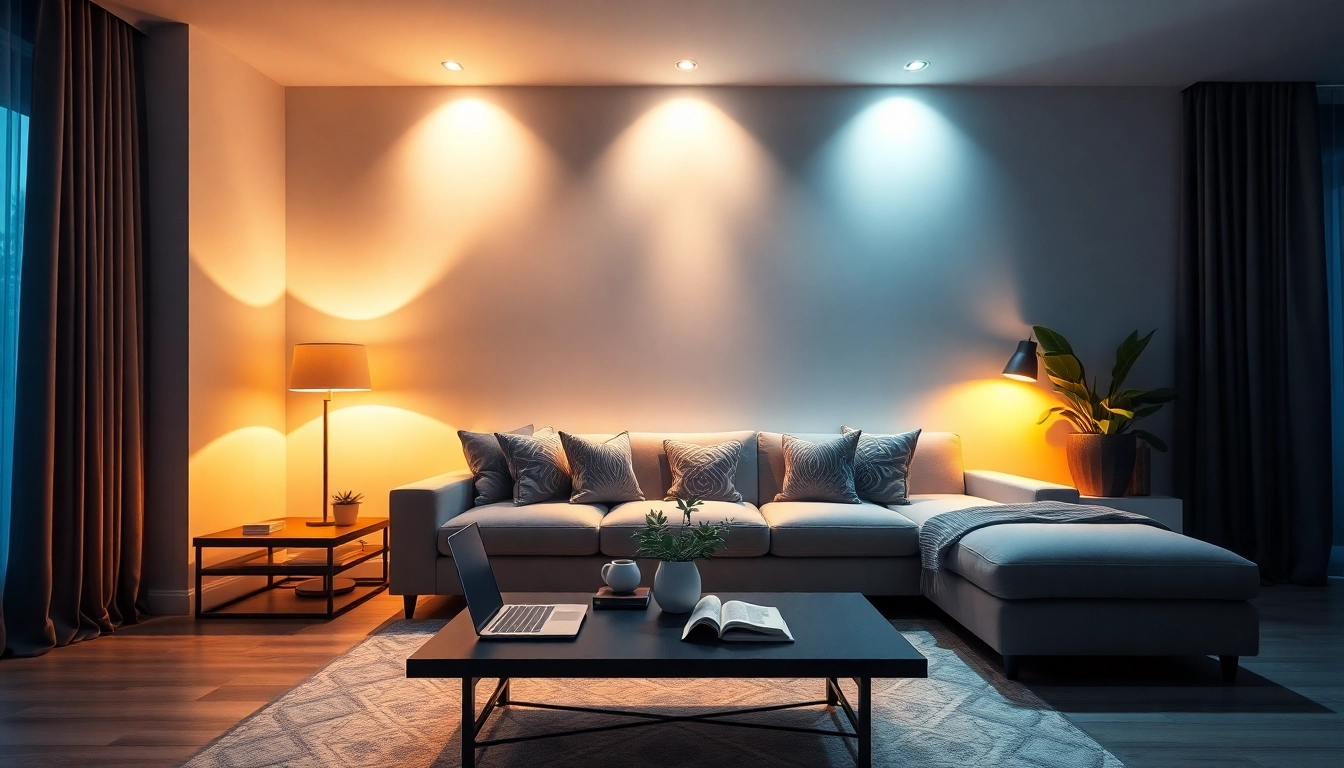 Philips Hue Tipps für eine smartere Beleuchtung im modernen Wohnzimmer mit verschiedenen Lichtszene und -zonen.